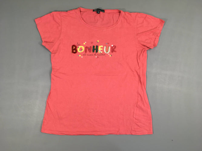 T-shirt m.c rose Bonheur texturé, moins cher chez Petit Kiwi