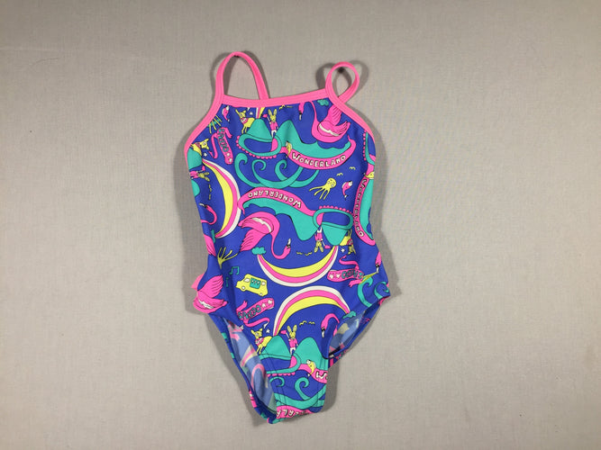 Etat neuf - maillot speedo bleu motifs marins roses-verts-jaune, moins cher chez Petit Kiwi