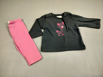 T-shirt m.l bleu, faon rose + Legging rose