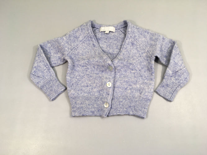 Gilet bleu chiné 80% laine, moins cher chez Petit Kiwi