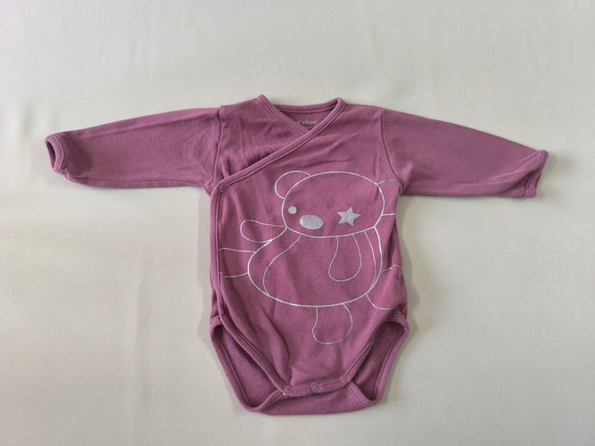 Body m.l croisé mauve ourson, moins cher chez Petit Kiwi