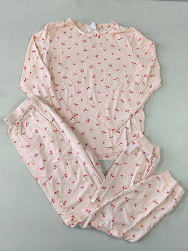 Pyjama 2pcs jersey rose clair cerises, moins cher chez Petit Kiwi