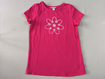 T-shirt m.c rose fleurs paillettes