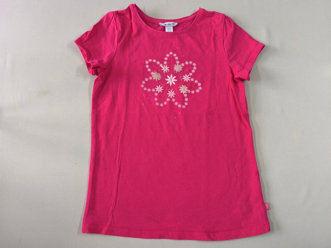 T-shirt m.c rose fleurs paillettes, moins cher chez Petit Kiwi