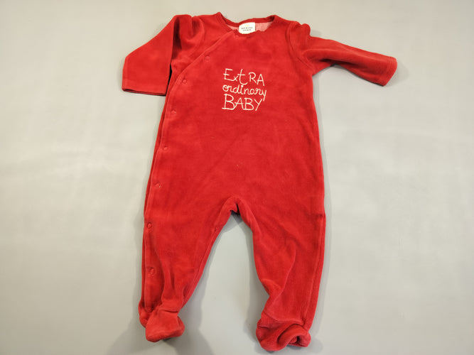 Pyjama velours rouge "Extra ordinarayé Baby", moins cher chez Petit Kiwi