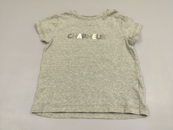 T-shirt m.c gris clair flammé "charmeur", moins cher chez Petit Kiwi