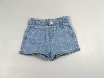 Short denim pois à revers