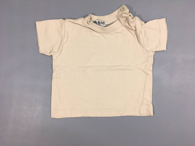 T-shirt m.c beige légèrement bouloché, moins cher chez Petit Kiwi