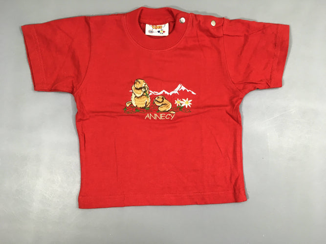 T-shirt m.c rouge Annecy Marmotte, moins cher chez Petit Kiwi