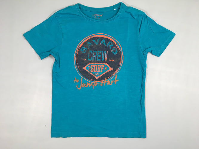 T-shirt m.c bleu flammé bouloché Crew, moins cher chez Petit Kiwi