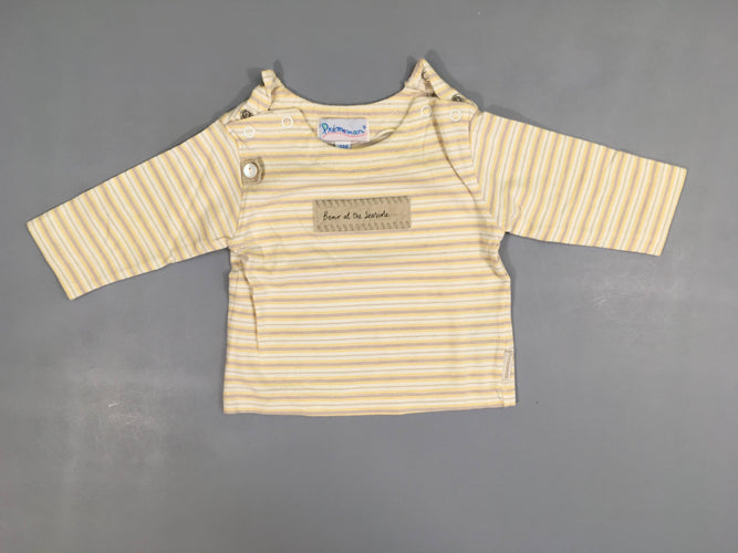 T-shirt m.l beige rayé jaune-taupe Bear, moins cher chez Petit Kiwi