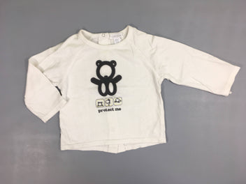 T-shirt m.l blanc ourson texturé légèrement bouloché