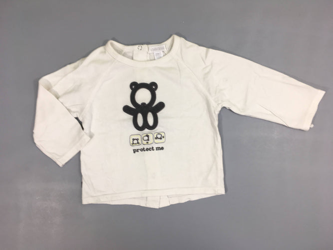 T-shirt m.l blanc ourson texturé légèrement bouloché, moins cher chez Petit Kiwi