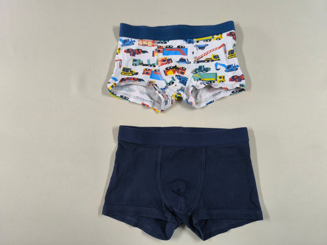 2 boxers bleu marine/blanc engins de chantier, moins cher chez Petit Kiwi