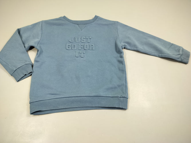 Sweat bleu "just go for it" 100% coton, moins cher chez Petit Kiwi