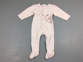 Pyjama jersey rose chiné Nouky guirlande, pieds anti-dérapants