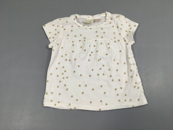 T-shirt m.c blanc pois dorés, moins cher chez Petit Kiwi