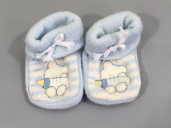 Chaussons bleu rayé blanc ourson