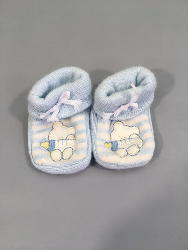 Chaussons bleu rayé blanc ourson, moins cher chez Petit Kiwi