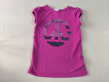 T-shirt m.c fuchsia peace and love sequins