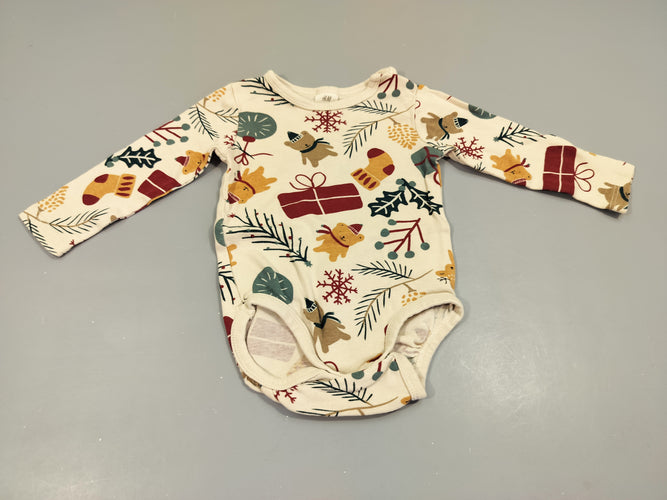 Body m.l  beiges, motifs de noël 100% coton, moins cher chez Petit Kiwi