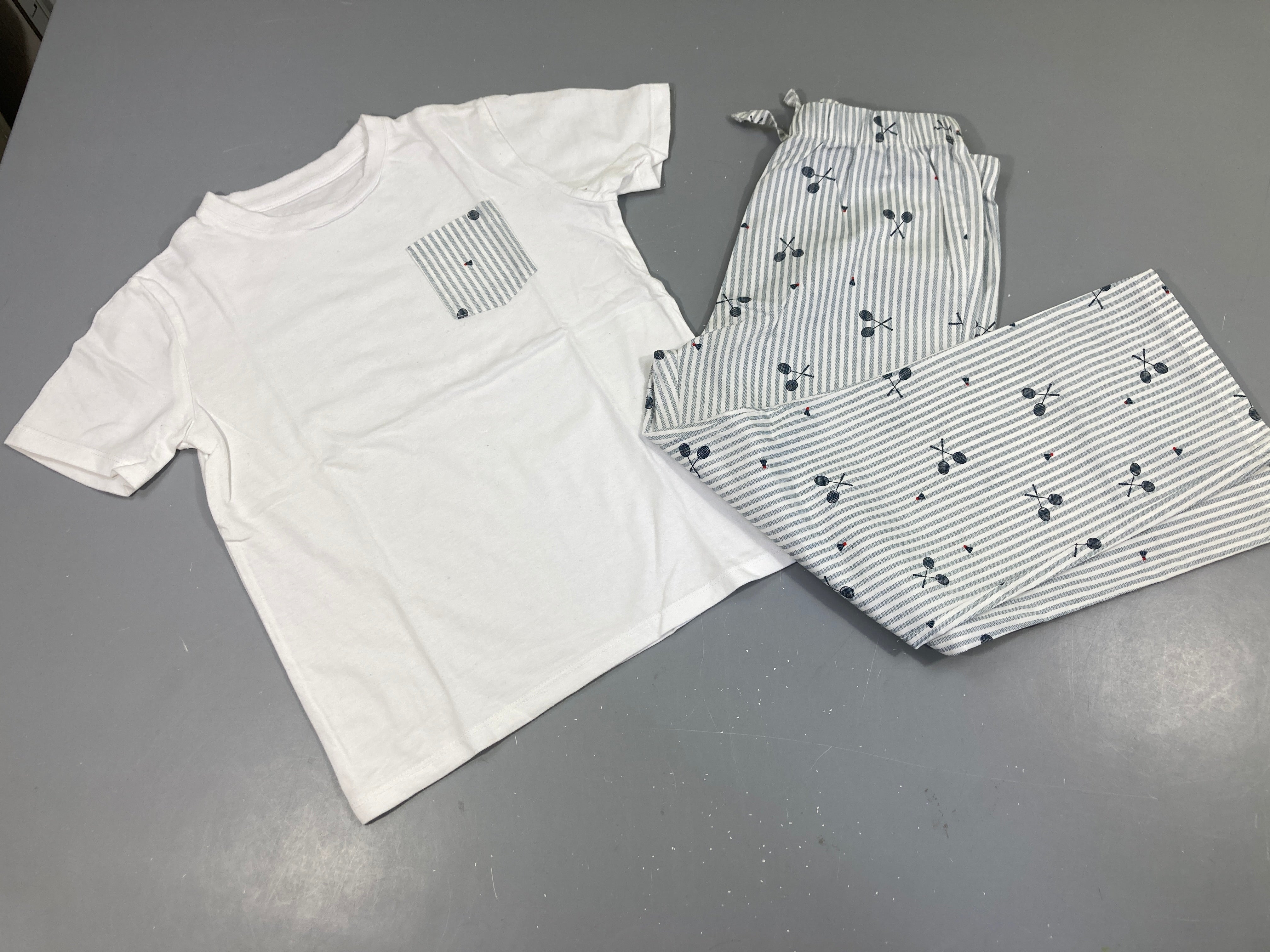 Pyjashort 2pcs jersey blanc poche