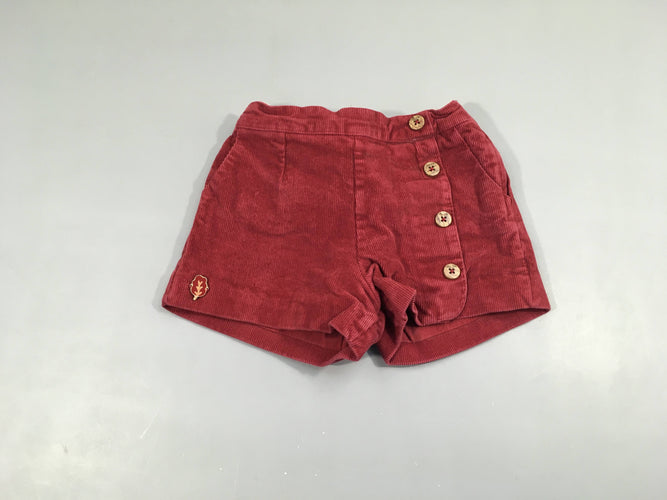 Short velours côtelé vieux rose doublé jersey, moins cher chez Petit Kiwi