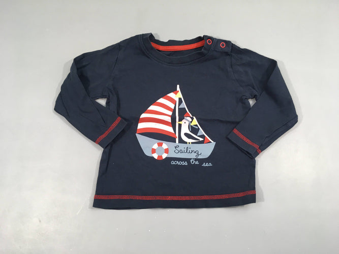 T-shirt m.l bleu marine bateau, moins cher chez Petit Kiwi