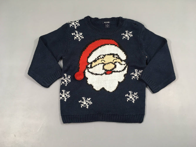 Pull bleu marine Noël, moins cher chez Petit Kiwi