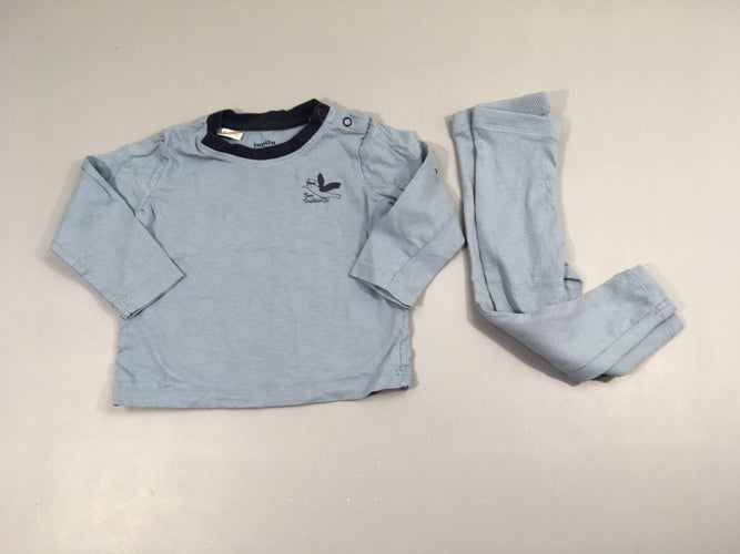 Pyjama 2pcs jersey bas mailles bleu oiseau, moins cher chez Petit Kiwi