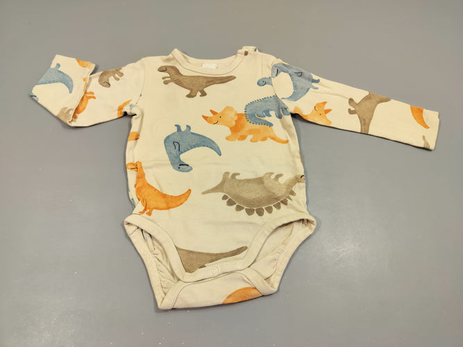 Body m.l beige, dinosaures 100% coton, moins cher chez Petit Kiwi