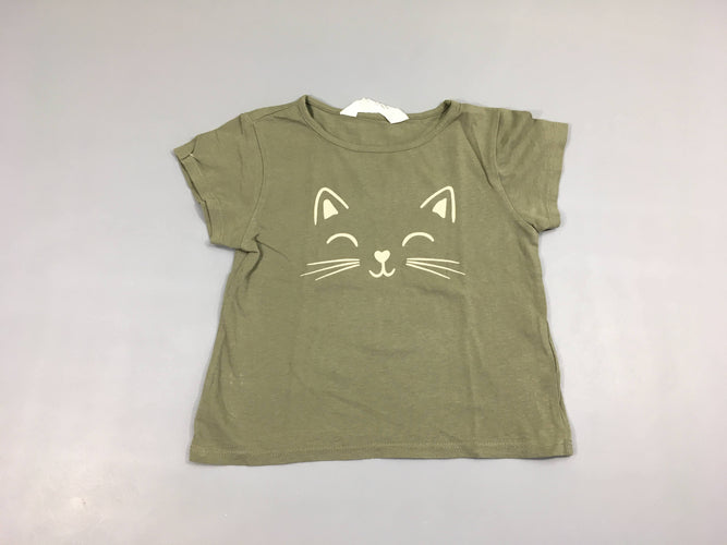 T-shirt m.c kaki chat, moins cher chez Petit Kiwi