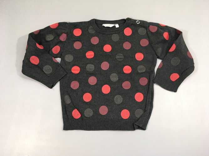 Pull gris foncé pois, moins cher chez Petit Kiwi