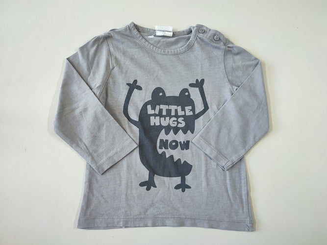 T-shirt m.l gris monstre "Little hugs now", moins cher chez Petit Kiwi