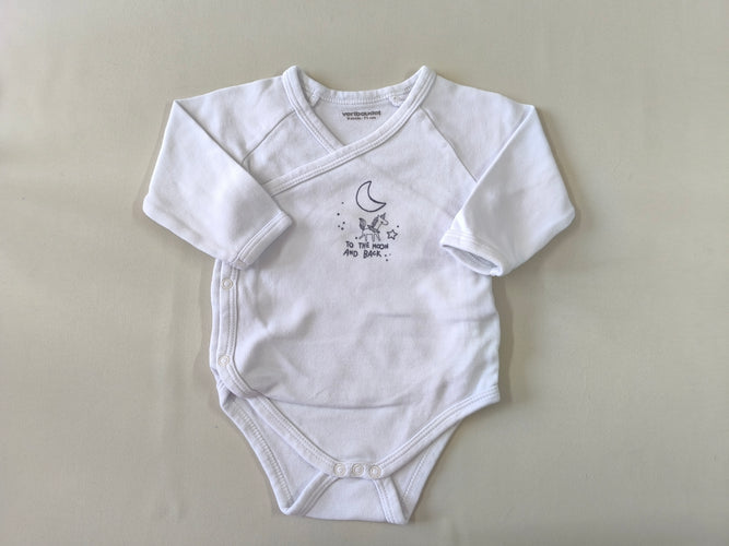 Body m.l croisé blanc licrone lune "To the moon and back", moins cher chez Petit Kiwi