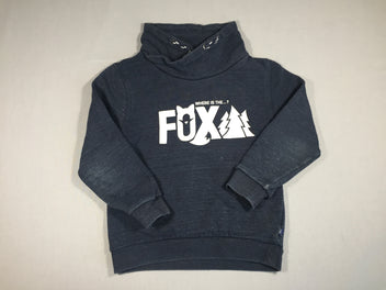 Sweat bleu marine flammé - FOX - col croisé