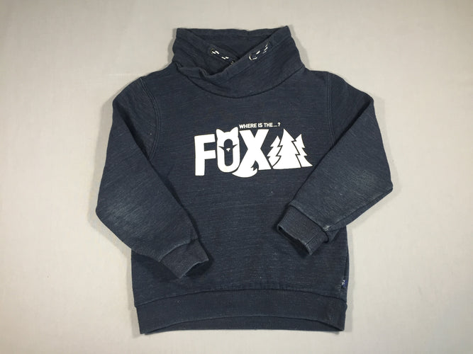 Sweat bleu marine flammé - FOX - col croisé, moins cher chez Petit Kiwi