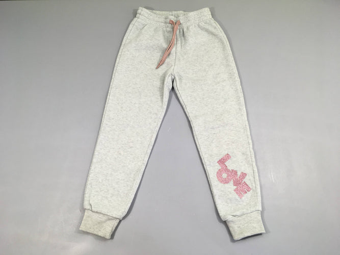 Pantalon de training molleton gris chiné Love, moins cher chez Petit Kiwi