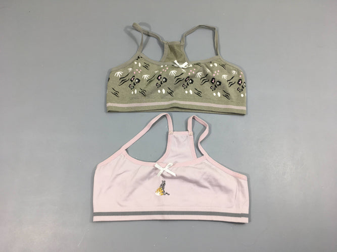 2 brassières rose/gris panthère, moins cher chez Petit Kiwi