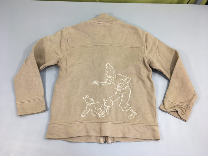 Sweat zippé beige Tintin, moins cher chez Petit Kiwi