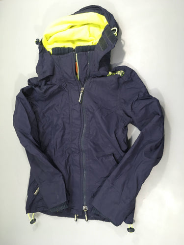 Veste bleu marine doublé polar à capuche, Superdr.y, XS, moins cher chez Petit Kiwi