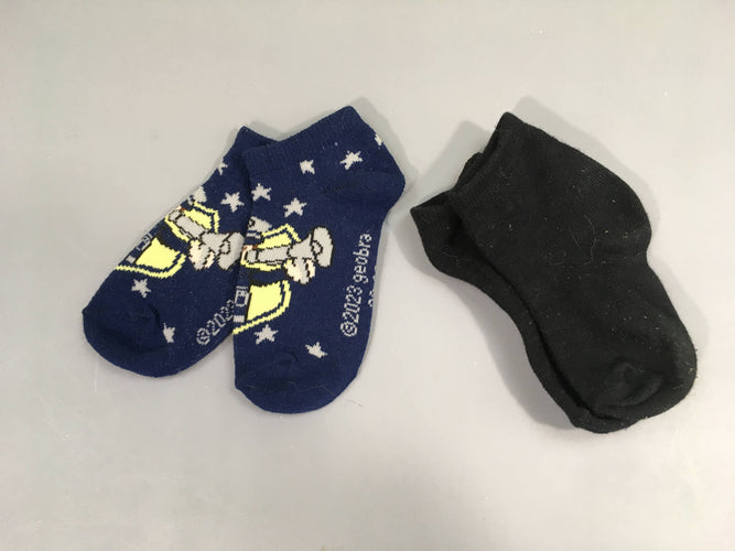 2 Paires de chaussettes bleues Playmobil + 1 noire, moins cher chez Petit Kiwi