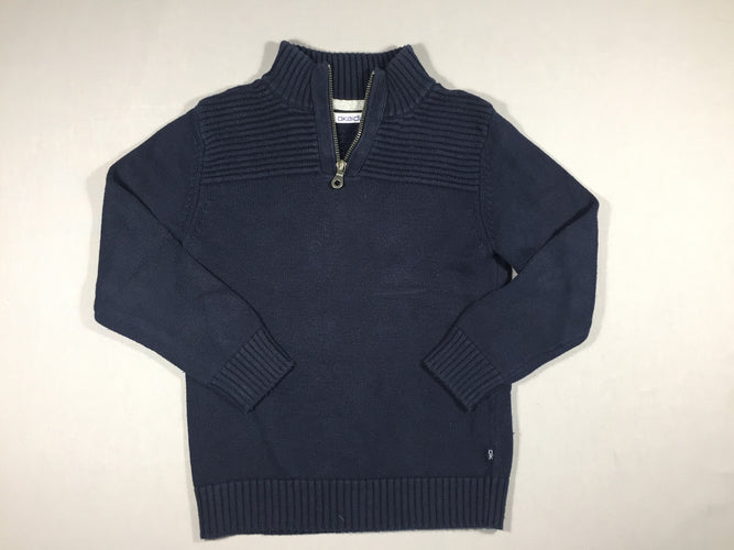 Pull bleu marine col zippé, moins cher chez Petit Kiwi