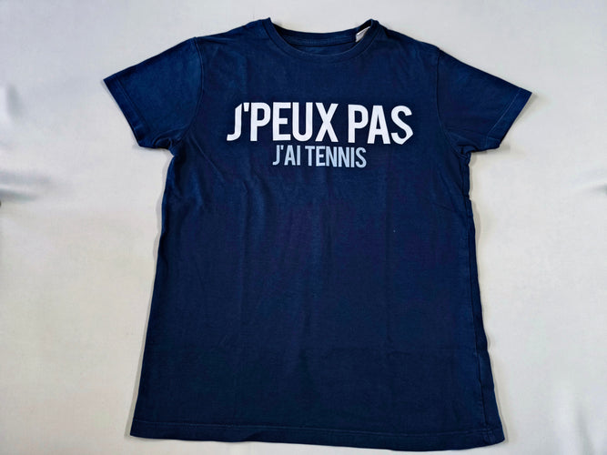 T-shirt m.c bleu marine "J'peux pas j'ai tennis", moins cher chez Petit Kiwi