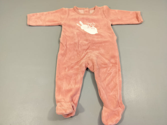 Pyjama velours rose lapine  et son bébé "dans tes bras" 76% coton 24% polyester, moins cher chez Petit Kiwi