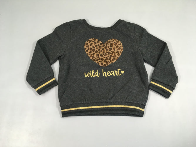 Sweat gris foncé coeur, moins cher chez Petit Kiwi