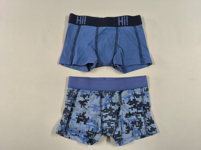 2 boxers bleu pixels/bleu "Hi", moins cher chez Petit Kiwi