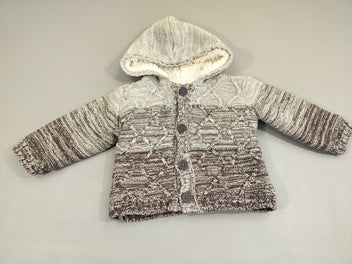 Gilet tricot gris dégradés chiné , intérieur moutonné