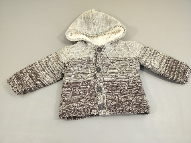 Gilet tricot gris dégradés chiné , intérieur moutonné, moins cher chez Petit Kiwi