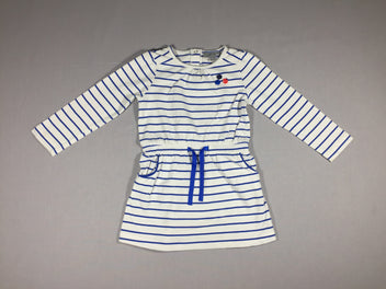 Robe ml jersey blanc ligné bleu